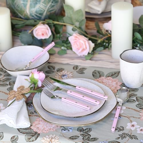 ANNOVA Silverware Set, Retro/Rivet Colorful Stainless Steel Tableware Kitchen Flatware Set Utensils, Includes Dinner Knives, Forks, Spoons, Salad Forks & Dessert Spoons (Light Pink, 10 Pieces) - color: Light Pink