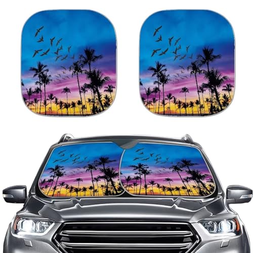 Classic Beach Car Windshield Sun Shade 2 Pieces Portable Windshield Sun Shade Space Sun Shield Automotive Interior Sun Protection Protect Your Car Block The Sunlight - color: Classic Beach