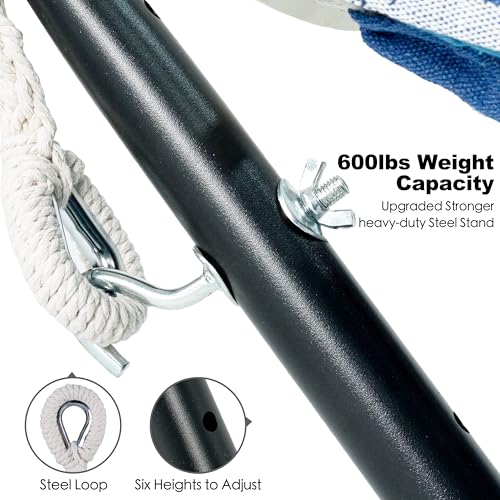 GAFETE Double Hammock with Stand for Outside, Upgraded Spreader Bar, Heavy Duty Space Saving Steel Stand 2 Person, Convenient Pocket, Easy Assembly, 600lbs Weight Capacity, Indoor & Outdoor (Rider) - color: Rider