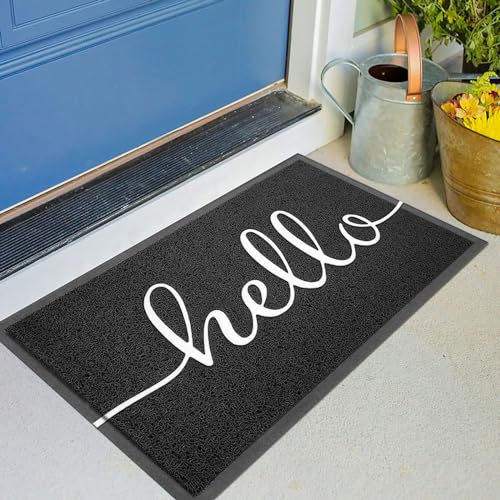 KILOCOCO Outdoor Mat Front Door Mat Welcome Mats Low Pile Entrance Non-Slip Outdoor Doormats High Traffic Area Easy Clean Entry Mats for Kitchen Hello Doormat Indoor,20"x31.5" - color: Hello, size: 1'8" x 2'8" (Rectangular)
