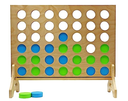 Tailgating Pros Premium Giant Four in a Row with Carrying Case - Jumbo Oversized Outdoor Yard Game - Connect Multiple Pucks in a Row to Win - Many Puck Colors Available! - color: Lime / Turquoise