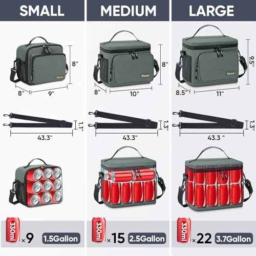 BALEINE Insulated Lunch Bag for Men Women, 22 Can Leakproof Cooler Bag with Adjustable Shoulder Strap for Work Picnic, Lunch Box for Women Men (Large, Grey) - color: Gray, size: Large