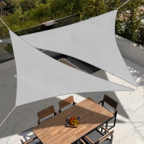 TANG 5'x5'x7' Waterproof Sun Shade Sail Triangle Outdoor Canopy UV Block Shade Cloth with Curved Edge for Patio Backyard Pool Pergola Cover, Light Grey - color: Light Grey, size: 5'x5'x7'