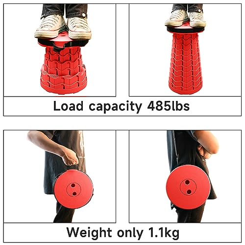 Portable & Lightweight Foldable Camping Chair for Adults, Heavy Duty Folding Stool with Adjustable Shoulder Strap, Perfect for Picnic, Beach, Backyard, and Sporting Events, Max Weight 400lbs - color: Red