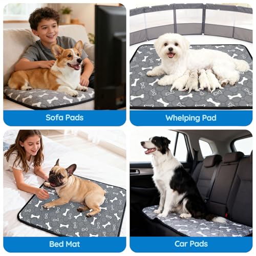 Washable Pee Pads for Dogs, Absorbent Reusable Puppy Pads, Non-Slip & Waterproof Dog Training Mat for Whelping Playpen Crate, Gray 28" x40" - color: Gray, size: 28"x40"-1 Pack