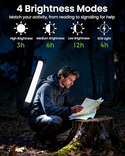 24" Inflatable Solar Camping Lantern,Magnetic LED Tube Light with USB-C 2000mAh Phone Charger,IP66 Waterproof TPU Tent Light for Hurricane Emergency,Backpacking & Off-Grid Survival (Black) - color: Black, size: 24in