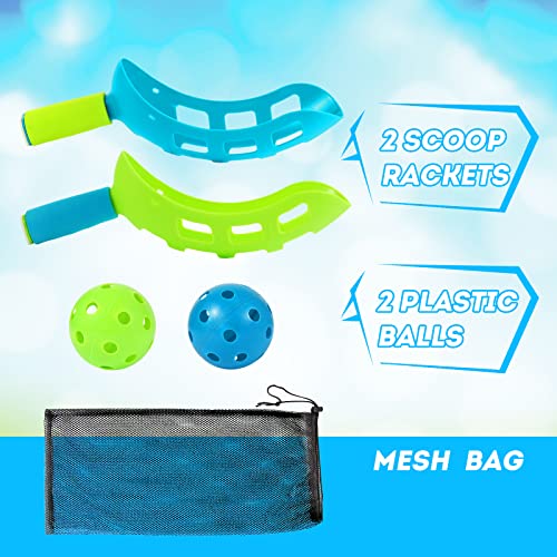 Scoop and Toss Set - Outdoor Toys for Kids with 2 Scoop Rackets and 2 Balls, Beach Lawn Yard Scoop Ball Game for Kids and Adults,Backyard Outside Toss and Catch Game - color: 1 Bule 1 Green