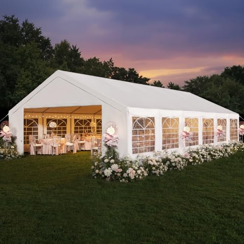 Party Tent 40x20 Canopy Heavy Duty, Waterproof Outdoor Event Tent with Removable Sidewalls & Roll-Up Door, Portable Carport for Wedding, BBQ, Camping, Birthday Party - size: 40x20ft