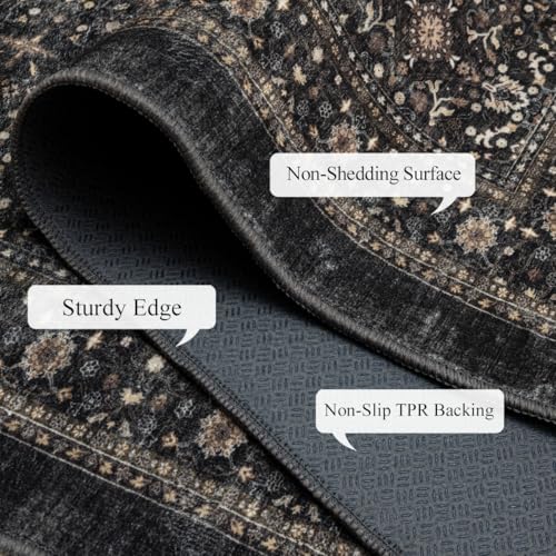 Ruaruarug Area Rug Non Slip Machine Washable Ultra Soft Living Room/Bedroom/Kitchen/Outdoor/Classroom, Black Grey, 10'×14' - color: Dark Grey, size: 10' x 14' (Rectangular)