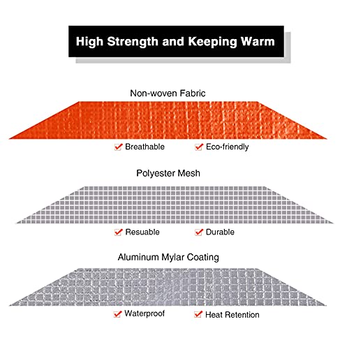 RedSwing Insulated Tarp, Multipurpose Emergency Thermal Tarps, Waterproof All Weather Heavy Duty Heat Reflective Survival Blanket for Camping Hiking, Orange - color: Orange