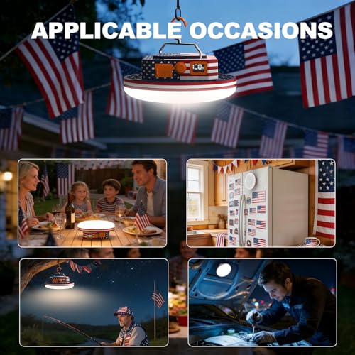 IODOO 10000mAh Rechargeable Camping Light with Remote , US Flag Print American Flag Light for Outdoor Camping Hiking Emergency Power Failure (30W(US Flag Style)) - size: 30W(US flag style)