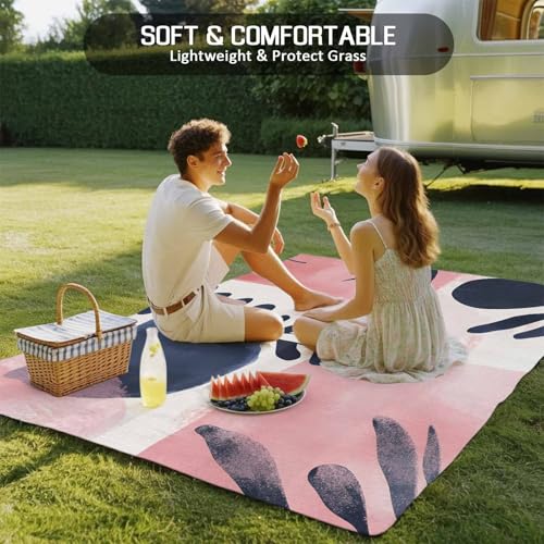 Outdoor Rug 4x6ft, Boho Abstract Leaves Pink Gradient Indoor Area Rug for Patio Backyard Deck Large Floor Mat, Morandi Color Nordic Style Non-Slip Outside Carpet Balcony Porch Camping Rugs Picnic Mat - size: 4' x 6' (Rectangular)