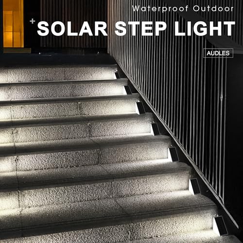 AUDLES LED Solar Step Lights Waterproof Outdoor Stair Lights, Solar Deck Light Outdoor Decor IP67 Solar Decoration Light for Yard, Patio, Garden, Walkways, Front Door, Pathway, Driveway, Porch 2PK - color: Cool White, size: 2 Pack
