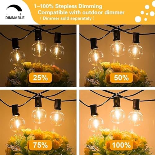 SUNTHIN Outdoor String Lights, 97FT Patio Lights with 49 G40 Shatterproof LED Bulbs(1 Spare), Waterproof Lights String for Outside Backyard, Porch, Bistro, Party, Camping, Garden Gathering - color: Black, size: 97FT