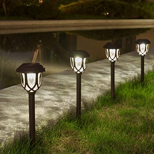 EXCMARK 10 Pack Solar Lights Outdoor Decorative Garden Yard Lights for Pathway Walkway Sidewalk Driveway. (Brown, Warm White) - color: Brown, style: Warm white light