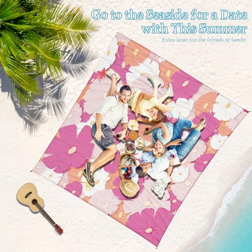 Beach Blanket Waterproof Sandproof 1-7 Adult Oversized 78 '' × 81 '' Lightweight Durable Compact Sand Free Extra Large Beach Mat for Travel Camping Hiking Picnic - color: Flower, size: 78“x81”