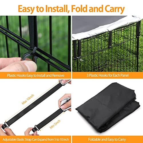 PJYuCien Dog Playpen Mesh Top Cover, Fits 24 Inch 8 Panels Metal Exercise Pet Pen, Elastic Buckles Connections, Black (Note: Only Cover, Fence Not Included) - color: Only Black Top Cover, Elastic Buckles Connections