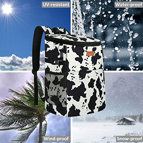Camping Cooler Backpack 30 45 Cans, Soft Backpack Coolers Insulated Leak Proof Travel Cooler Bag Waterproof Lunch Picnic Beach Work Trip Thermal Bag Drink Beverage Beer Bag Cooler - color: Black White Spots, size: 30 Cans