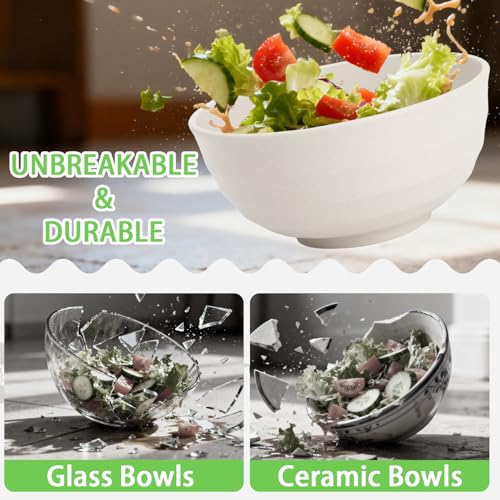 Large Salad Bowl, Wheat Straw Bowls Set 60 OZ, Unbreakable Big Bowls Set of 6, Large Serving Bowls for Kitchen, Cereal, Ramen, Soup, Microwave & Dishwasher Safe, White - color: White, size: 60 Oz