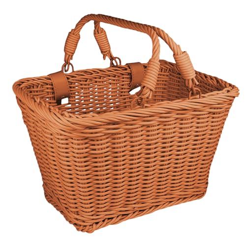 Wicker Picnic Basket for Kids, Small Woven Rattan Basket with Handles Brown Garden Harvest Hamper Basket Empty for Storage Toy Flower Wedding - color: Brown