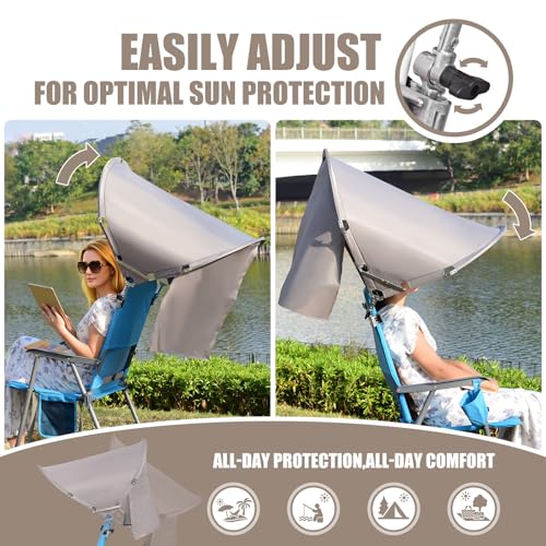 XL Universal Wind-Resistant Chair Umbrella Canopy, Extra Large Foldable UPF 50+ Sun Shade Attachment with Adjustable Clamp, Fits Most Beach, Camping, Lawn, Sports, Zero Gravity Chairs, Patented - style: XL