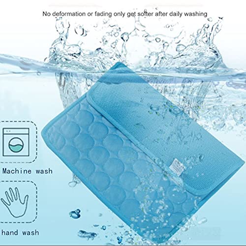 OUKEYI Cooling Mat Pad for Dogs Cats Ice Silk Mat Cooling Blanket Cushion for Kennel/Sofa/Bed/Floor/Car Seats Cooling for Outdoor or Home (Dog Cooling mat- 28 X 22inBlue)