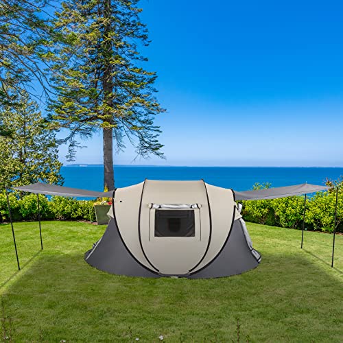 4 Person Easy Pop Up Tent for Camping,Waterproof Automatic Setup 2 Doors-Instant Family Tents with Vestibule & Porch, Large Size Family Tent Automatic Setup for Camping Hiking & Traveling