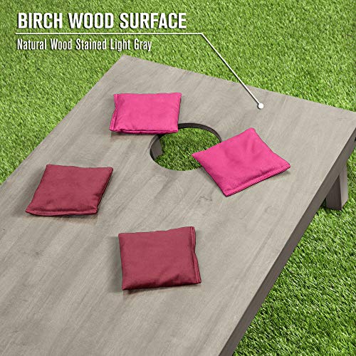 GoSports 4 ft x 2 ft Regulation Size Wooden Cornhole Boards Set - Includes Carrying Case and Bean Bags (Choose Your Colors) Over 100 Color Combinations - color: Burgundy & Pink