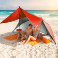 HOMEDEMO Beach Umbrella Tent (9.5ft, Red) with Fan Canopy, 3-in-1 Umbrella Shade Shelter for Beach, Picnic, Bleacher, Sports Games - style: Red