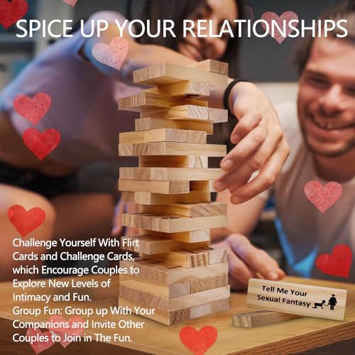 Pakoc Naughty Block for Couples - 48pcs Wooden Stacking Game for Fun Date Nights !