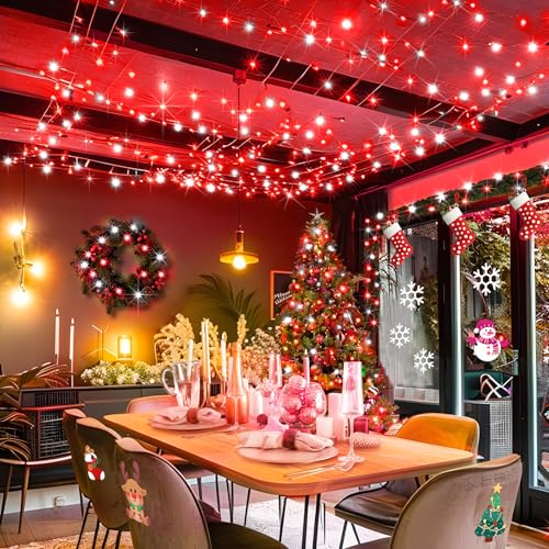 KNONEW 403ft 1000 LED Christmas String Lights Outdoor 8 Modes & Timer Fairy Light Plug in Waterproof for Xmas Yard Tree Wedding Party Holiday Decorations (Red and White) - color: White and Red, size: 403FT 1000 LED