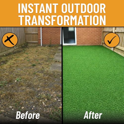 Ottomanson Artificial Grass Turf 2'7" x 30 Indoor Outdoor Faux Grass Rug with Drainage Holes, Customizable with Extra Long Size Options, Perfect for Patio Lawn Balcony Weddings Photoshoot Backdrop - size: 30-ft