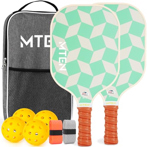 Pickleball Paddles Set of 2 or 4, or Single Paddle – USAPA Approved Fiberglass Surface Pickleball Rackets Set for Men & Women - color: Green*2