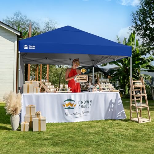 CROWN SHADES 8x8 Pop Up Canopy with 1 Side Wall - Beach Tent with One Push Setup - Outdoor Sun Shade for Events, Parties, Camping - Gazebo with STO-N-Go Cover Bag (Navy Blue) - color: Navy Blue, size: 8x8FT