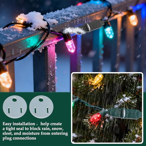 60Pcs Christmas Lights Weatherproof Gaskets, Outdoor Extension Cord Gaskets Plug Cover Waterproof GFCI Protector Stop Tripping Soft Silicone Gaskets with Box for Xmas Holiday Light Electrical Cord - size: 60Pcs