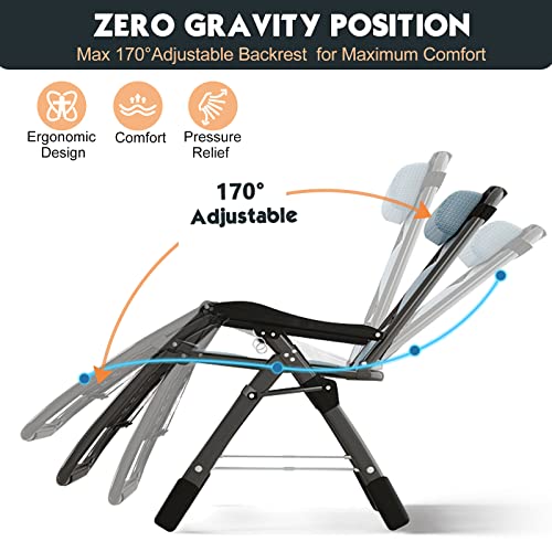 MOPHOTO Zero Gravity Chair, Outdoor Padded Lounge Chair with Side Table, Zero Gravity Recliner Chair, Outdoor Reclining Chair, Sturdy & Comfortable, Supports up to 440lbs - color: Powder Blue, style: Zero Gravity Chair
