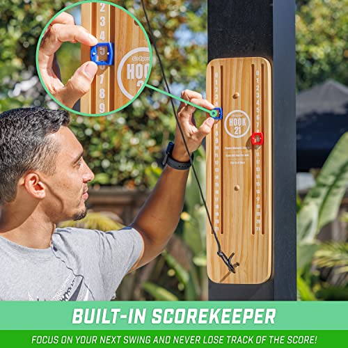 GoSports Hook 21 Ceiling Mount Ring Swing Game - Choose Your Color - Play Indoors or Outdoors - color: Natural