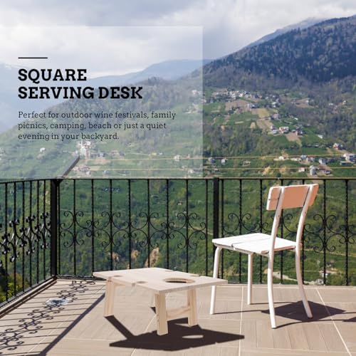 Portable Foldable Wooden Picnic Table 30x24 Inch Square Outdoor Wine Holder Desk for Lawn Patio Party
