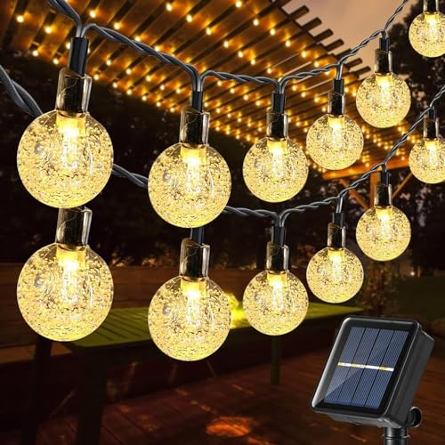 Toodour Solar String Lights Outdoor, 36ft 60 LED Globe String Light with 8 Mode, Waterproof Crystall Ball Lights Solar Patio Lights for Garden, Lawn, Patio, Gazebo, Yard, Outdoor Decor - Warm White - color: Warm White, size: 36ft