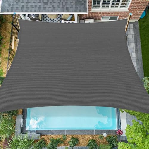 12'x16' Sun Shade Sail Rectangle Outdoor UV Block Square Canopy Sunshade Cover for Backyard Porch Pergola Deck Garden Patio, Dark Grey - color: Dark Grey, size: 12'x16' Standard