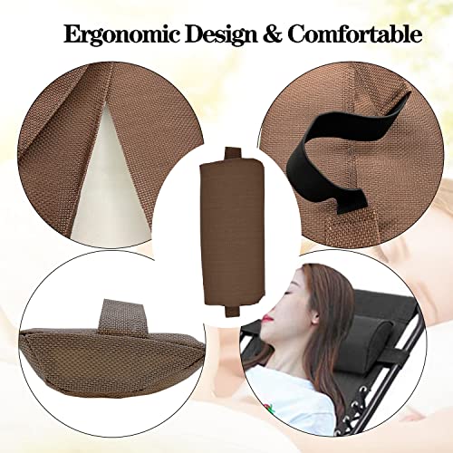 Zero Gravity Chair Set of 2 Replacement Pillow Headrest with Elastic Band, Universal Soft Removable Padded Cushion Head Pillow for Zero Gravity Lounge Chair, Folding Patio Lawn Recliner Chair, Brown - color: Brown, size: 2 Pack