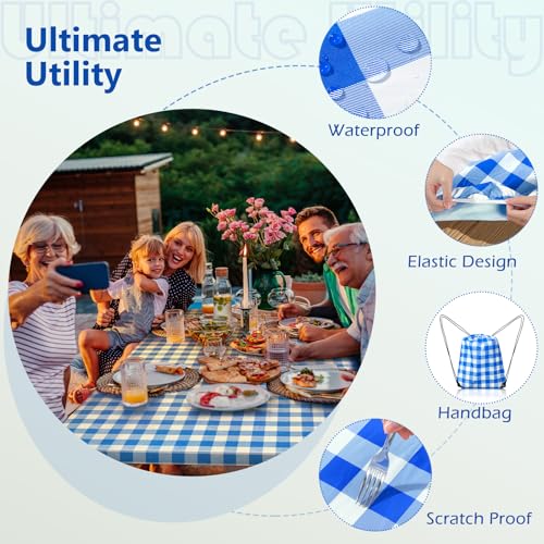 Picnic Table Cover with Bench Covers and Bag, Camping Table Camping Essentials Cover with Elastic Edges (Blue) - color: Blue