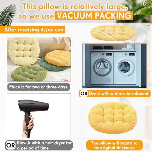 Jerify Floor Pillow Cushions Large Round Square Large Meditation Floor Pillow for Classroom Adult Meditation Picnic Party Seating Learning Daycare School(Round,Yellow-Green,4 Pcs) - color: Yellow-green, size: Round
