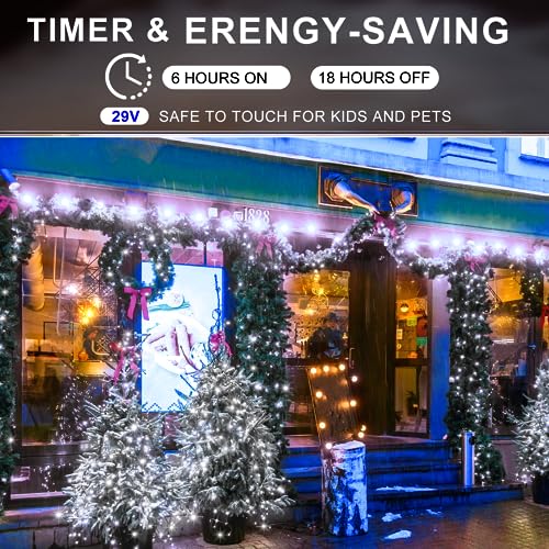 KNONEW 600ft 1500 LED String Lights Outdoor Christmas Lights 8 Modes & Timer Fairy Light Plug in Waterproof LED String Lights for Xmas Yard Tree Wedding Party Holiday Decorations (Cool White) - color: Cool White, size: 600FT 1500 LED