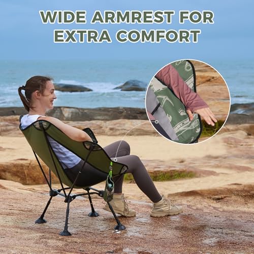 ATEPA UFO3.0 Ultralight Backpacking Chair, 330 lbs Heavy-Duty Aerospace Aluminum Folding Camp Chair with Hexagon Ergonomic Seat Anti-Sink Feet, Compact Portable Outdoor Gear for Hiking, Forestcamp - color: Forest Camp Pro- 1 Pack