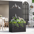 Modern Shade Metal Planter Box with Trellis Privacy Screen, 6x3 FT Large Raised Garden Bed, Multi-Functional Privacy Screen Outdoor with Drainage Holes for Climbing Plants, Summit Horizon - size: 1 PC (Summit Horizon) with Planter Box