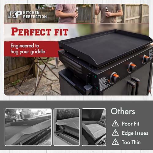 KITCHEN PERFECTION 28" Premium Silicone Griddle Cover Mat for Blackstone Griddle 28 Inch - Hermetic Protection from Rust & Debris All Year, Fits All Blackstone 28 Inch Models - Food Grade Silicone - color: Black 28 inch