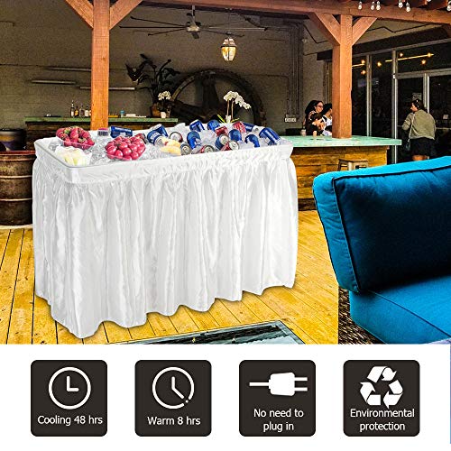 VINGLI 46" Extra Large Party Ice Cooler Folding Table, Portable Tailgate Camp Fishing Cleaning, Plastic with Matching Skirt, Ice Table for Party, BBQ, Camping, Picnic - color: White, size: 46“, style: Basic