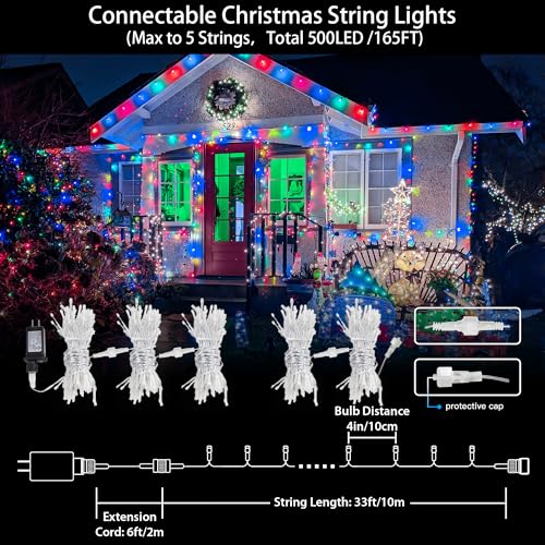 String Lights Indoor Bedroom, 33FT 100 LED Fairy String Lights Outdoor Waterproof, 8 Modes Memory Twinkle Christmas Light Plug in for Classroom Dorm Patio Tree Garden Decor (Multicolor) - color: Multicolor, size: 100LED