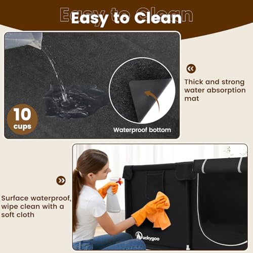 Whelping Box for Dogs - 50"L*50"W*25"H Dog Whelping Play Pen for Puppies,Pet Whelping Box Overall 600D Oxford Fabric with Absorbent Whelping Pad,Dog Birthing Box for Large Medium Small Dogs - color: black-50*50*25inch
